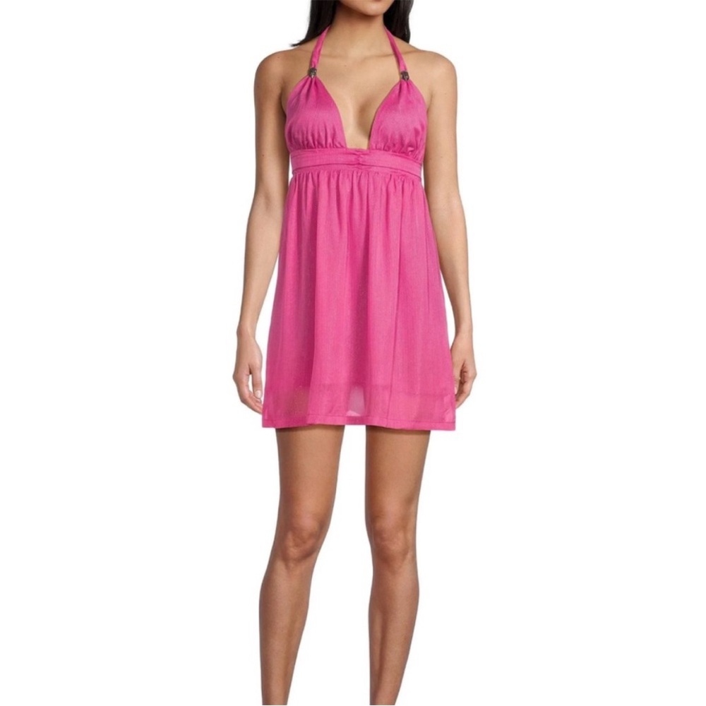 NWT Kurt Geiger Kensington Fuchsia Swim Cover Up Dress Size M Metallic Shimmer